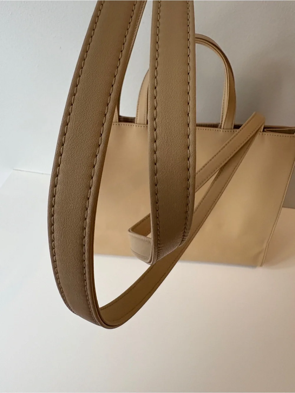 Telfar Medium Cream Beige Shopping Bag Tote Leather Shoulder Neutral